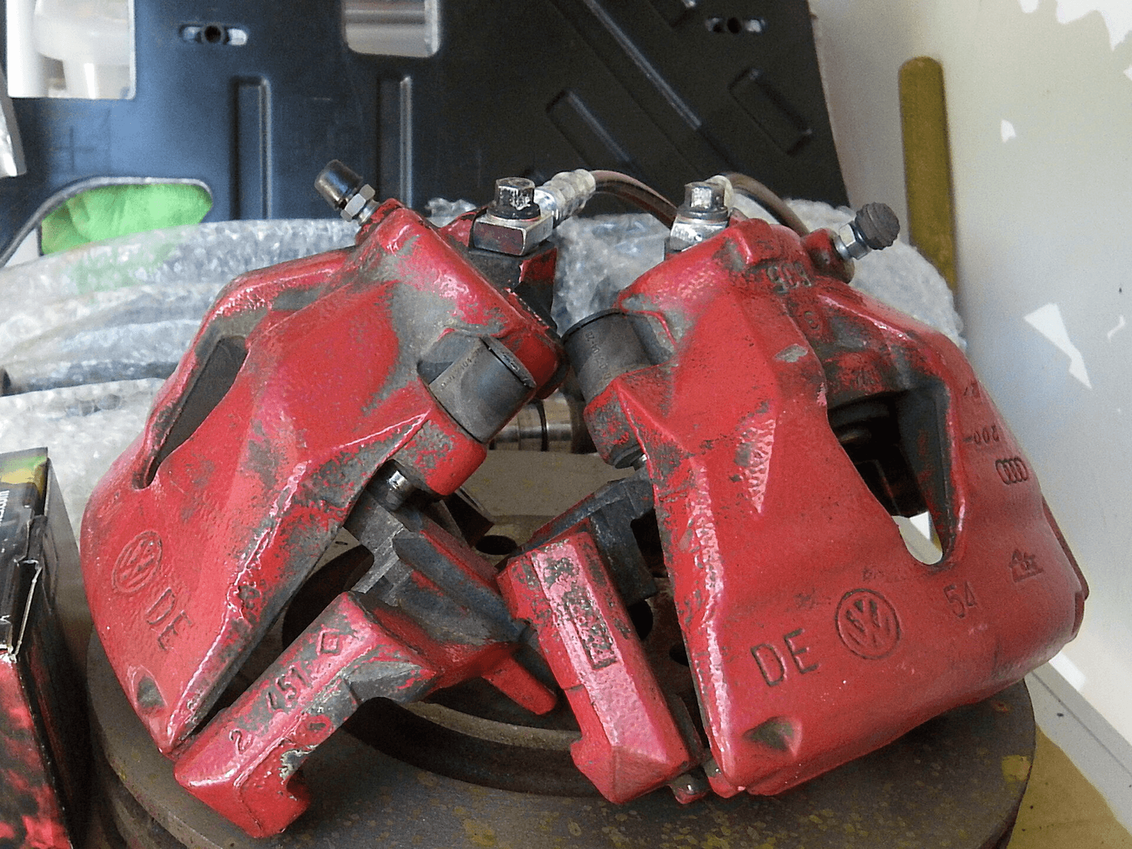 Audi R8 ceramic brakes photographed for authenticity review